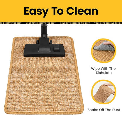 Cat Scratcher Mat,Sisal Cat Scratch Pad Rug,Wall Scratchers for Indoor Kitten Scratching&Stretching,Furniture Protector for Post&Sofas&Couch&Carpets&Floor,Kitty Bithday Gifts,Medium,Brown
