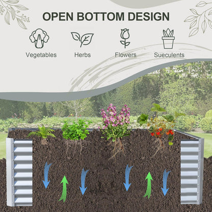 Domi Raised Garden Beds Outdoor, 6x3x2ft Thickening Tall Metal Rectangular Deep Root Box Planter for Vegetables, Flowers, Herbs, and Succulents 2" Deep w/ 256 Gallon Capacity - Silvery
