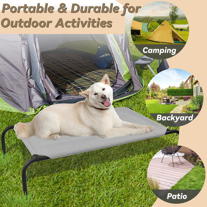 PHYEX Elevated Dog Bed for Large Dogs, Raised Dog Bed with Breathable Mesh, Non Slip, Easy to Clean, 50.5 Inches, Grey