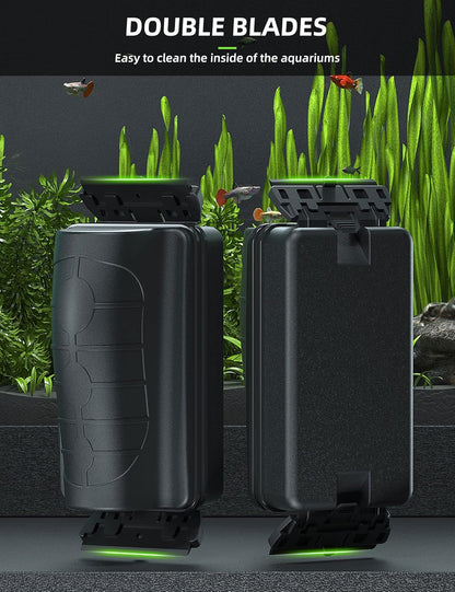 Jasonwell Magnetic Aquarium Fish Tank Cleaner Magnet Scraper for Glass Aquariums Cleaning Tools Scrubber Floating Brush (L)