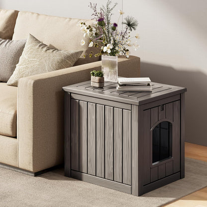 Outdoor & Indoor Dog House for Weatherproof and Stylish Furniture, Insulated Dog House Outdoor, Multi - Use for Small and Medium Dogs (Grey, 22.8" L × 17.7" W × 21.7" H)