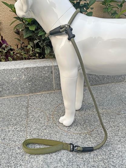 Slip Lead Dog Leash，Strong Nylon Rope Leash and Padded Handle,No Pull Outdoor Walking Training Lead for Small Medium Large Dogs(Army Green,1/2"×4ft)