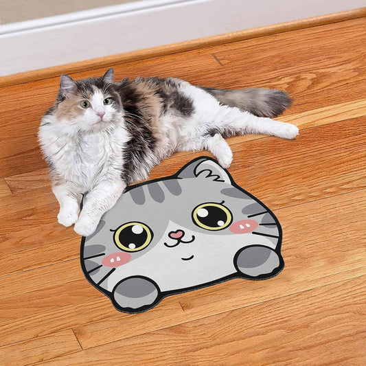 Pet Supplies Cat Feeding Bowl Mat - Absorbent, Easy Clean, Quick Dry for Cat Food and Water Dispenser - Grey, 19"x15"