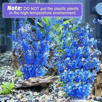 Hamiledyi Aquarium Plastic Plants Aquarium Decor Artificial Fish Tank Plants,Tall Fish Tank Decorations, Extra Large Aquarium Plant 23.6-inch Tall,2PCS（Blue）