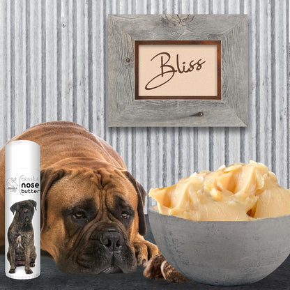 The Blissful Dog Bullmastiff Nose Butter for Dry, Cracked Skin, Lick-Safe Dog Nose Balm with Moisturizing Shea Butter, Almond, Olive, and Essential Oils, Pet Supplies, Uncented, 0.50 oz.