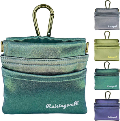 Dog Treat Pouch, Pocket Sized Pet Training Pouch, Hand Free Bronze Dog Walking Bag with Carabiner, Self-Closing Pet Feed Snack Reward, for Puppy Travel or Outdoor Use, NanoPTC