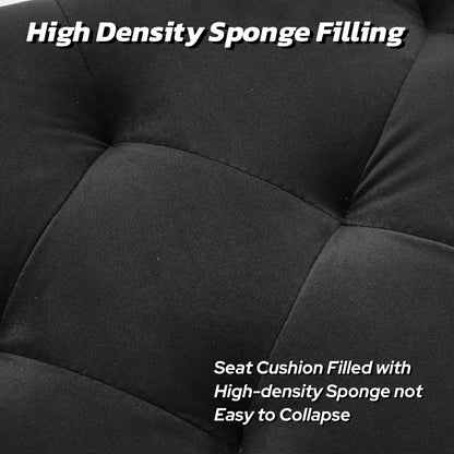 45.6 Inch Velvet Storage Ottoman, Rectangular Accent Bench for Bedroom & Living Room, Black