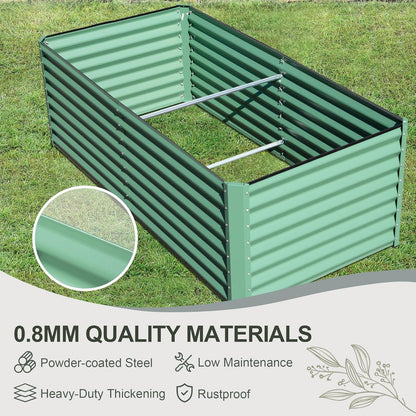 Domi Raised Garden Beds Outdoor, 6x3x2ft Thickening Tall Metal Rectangular Deep Root Box Planter for Vegetables, Flowers, Herbs, and Succulents 2" Deep w/ 256 Gallon Capacity - Green