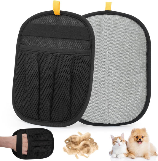 Pet Hair Removal Glove for Cats Dogs - Electrostatic Deshedding Tool, Grooming Brush Glove for Furniture, Car Seat, Bedding - Reusable Pet Hair Remover for Short/Long Hair Pets-2pack
