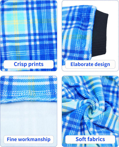 PET SHOW 4 Pack Small Dog Pajamas Cute Dinosaur Monster Clothes for Medium Dogs Soft Stretchy PJs Plaid Jumpsuit Puppy Tie Dye Onesies Outfits with Sleeve Pets Dachshund Costume(XL, Blue for Boys)