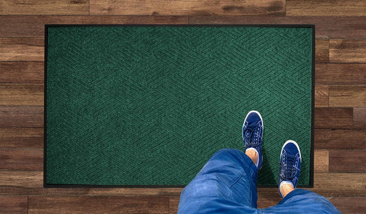 M+A Matting WaterHog Diamond | Commercial-Grade Entrance Mat with Rubber Border – Indoor/Outdoor, Quick Drying, Stain Resistant Door Mat (Evergreen, 4' x 8')