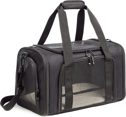 Cat Carrier Dog Carrier Pet Carrier Cat Bags for Small Medium Cats Dogs Puppies of 15 Lbs,of Airline Approved Small Dog Bag Soft Sided,Collapsible Travel Puppy Carrier(Large, Black)