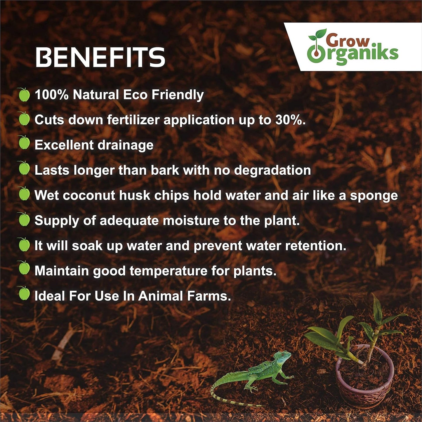 72 Quart Reptile Substrate Coconut Chip Bedding Compressed Organic Coco Husk Block for Snake Habitat, Ball Python Terrarium, Turtle Tanks, Tortoise Enclosure, Potting Soil Mix for Greenhouse