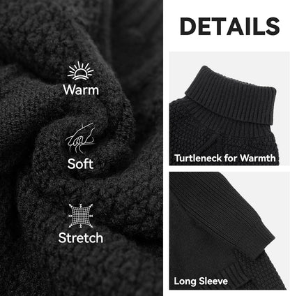 cyeollo Warm Turtleneck Large Dog Sweater, Stretchy & Cozy Knit Doggy Sweater with Sleeves Boy Fall Winter Cold Weather Big Dog Clothes Like Doberman Labrador, Black XXXL