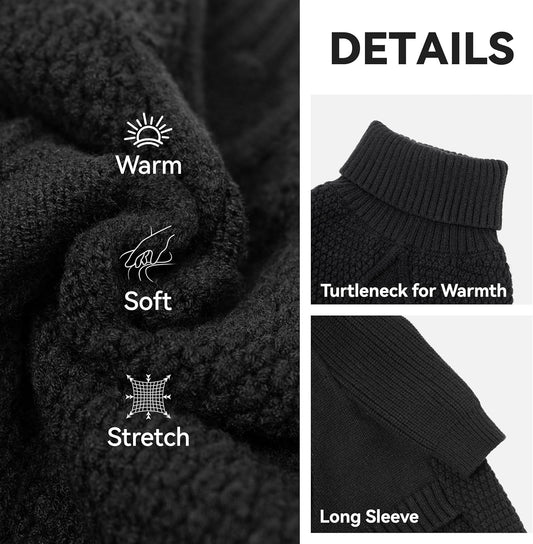 cyeollo Small Fleece Dog Sweater, Tureleneck Sweatershirt for Small Boy & Girl Dogs Pullover Doggy Clothes in Cold Weather Stretchy Fall Winter Pet Outfit Puppy Jacket, Black M