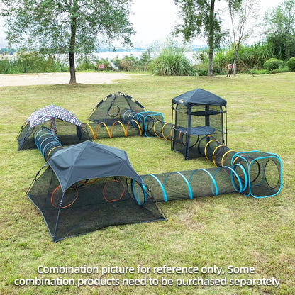 Cat Play Tunnel + Cube(with Three Ways) for Indoor and Outdoor, Kitty Play House, Cat Enclosures, Collapsible Kitty Tent, Kitten Toys Easy to Connect with Kitty Tent（2 Tunnels + Cube ）