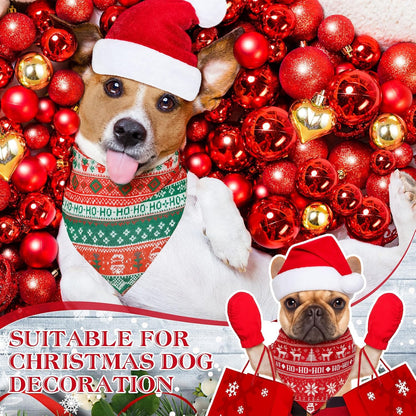 Weewooday 50 Pcs Christmas Bandanas for Dogs Xmas Bandanas Bulk with Ugly Sweater Patterns Soft Bibs Adjustable Triangle Doggie Scarf for Small Medium Large Pet (25.6 x 17.7 x 17.7 Inch)