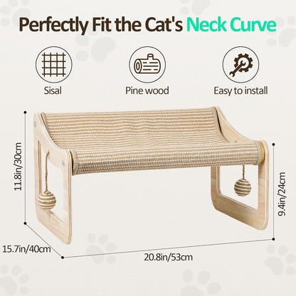 Sisal Cat Scratcher Bed for Indoor Cats Hammock for Scratching Pad, 2 in 1 Elevated Cat Sisal Chair with 2 Toys Ball for Scratcher Lounge,Kitty Bench,Dog Bed,Natural Lounger Chair