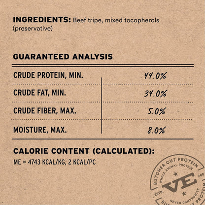 Vital Essentials Beef Tripe Bites Dog Treats, 2.3 oz | Freeze-Dried Raw | Single Protein | Premium Quality High Protein Training Treats | Grain Free, Gluten Free, Filler Free