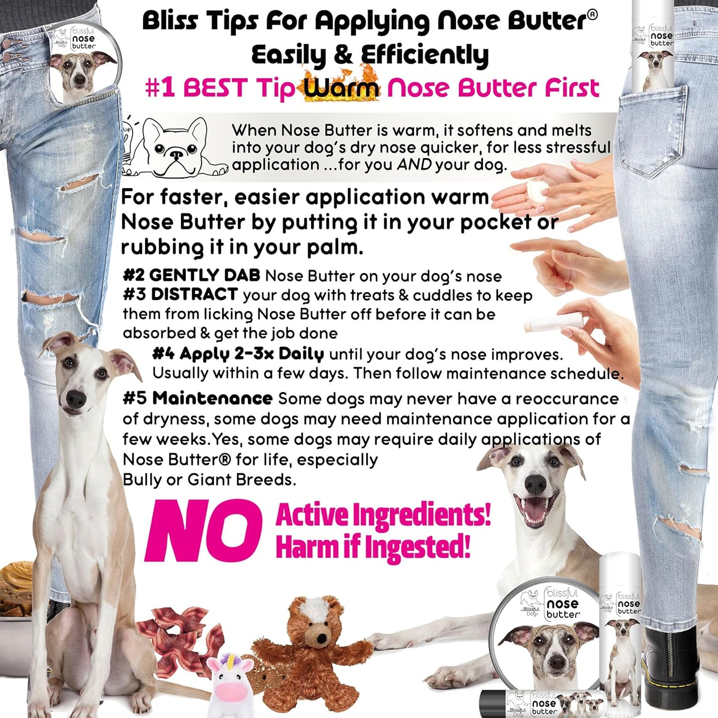 The Blissful Dog Whippet Unscented Nose Butter - Dog Nose Butter, 0.50 Ounce