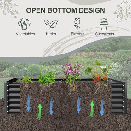 Domi Raised Garden Beds Outdoor, 8x4x1.5Ft Thickening Tall Metal Rectangular Deep Root Box Planter for Vegetables, Flowers, Herbs, and Succulents 1.5" Deep w/ 342 Gallon Capacity - Dark Gray