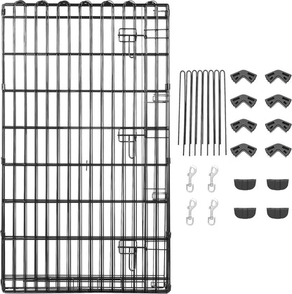 Amazon Basics Foldable Octagonal Metal Exercise Dog Playpen - Indoor/Outdoor, Single Door, Large (8 Panels, 24 x 42), Easy to assemble and store, 42" - Large, Black
