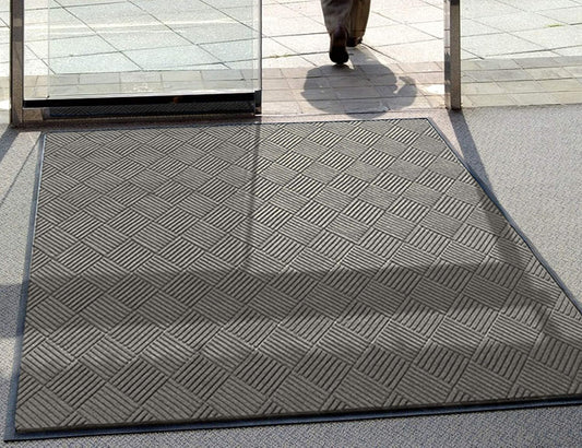 WaterHog Diamond | Commercial-Grade Entrance Mat with Rubber Border – Indoor/Outdoor, Quick Drying, Stain Resistant Door Mat (Medium Grey, 3' x 5')