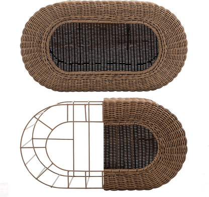 Fun Stackable Wicker Cat Hideaway House - Interactive Play Rattan Cat House for Indoor Cats Kitty, Pet Friendly Top/Side House Entry, Cat Bed Enclosed