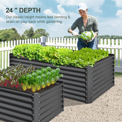 Domi Raised Garden Beds Outdoor, 6x3x2ft Thickening Tall Metal Rectangular Deep Root Box Planter for Vegetables, Flowers, Herbs, and Succulents 2" Deep w/ 256 Gallon Capacity - Dark Gray