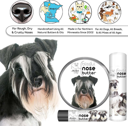 The Blissful Dog Schnauzer Nose Butter for Dry, Cracked Skin, Lick-Safe Dog Nose Balm with Moisturizing Shea Butter, Almond, Olive, and Essential Oils, Pet Supplies, Uncented, 4 oz.