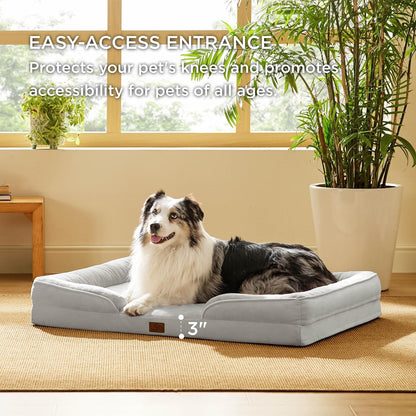 Bedsure XL Orthopedic Dog Bed for Extra Large Dogs - Washable XLarge Dog Cat Bed Waterproof, Comfort Dogs Couch Sofa with Washable Removable Cover, Pet Bed with Nonskid Bottom, Light Grey, 42"