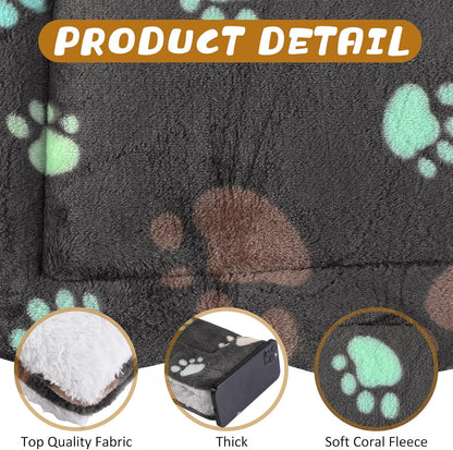 4 Pack Ultra Soft Dog Cat Bed Mat with Cute Prints Reversible Fleece Dog Crate Kennel Pad Cozy Washable Thickened Hamster Guinea Pig Pet Bed Mat for Small Animals(13 x 19 Inches,Black)