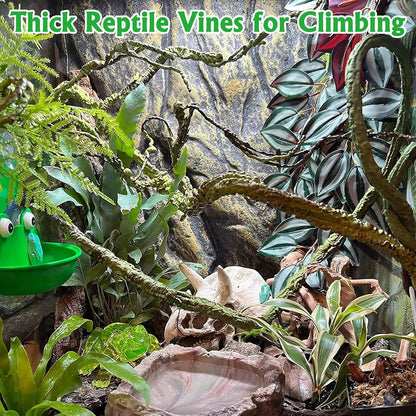 VCEPJH Large Reptile Vines Thick Terrarium Plants 118 Inches Long Flexible Climbing Branch Snake Tank Accessories Greenery Habitat Decor for Bearded Dragon Chameleon Gecko Frog Lizard (L)
