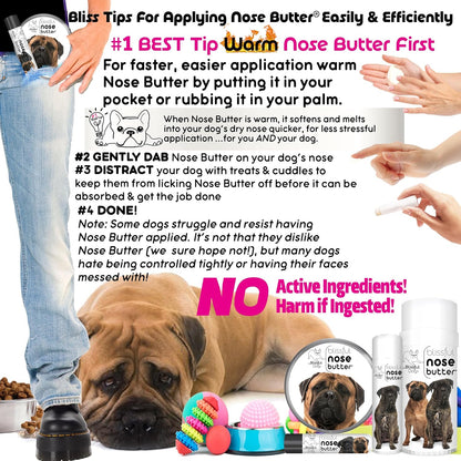 The Blissful Dog Bullmastiff Nose Butter for Dry, Cracked Skin, Lick-Safe Dog Nose Balm with Moisturizing Shea Butter, Almond, Olive, and Essential Oils, Pet Supplies, Uncented, 0.15 oz.