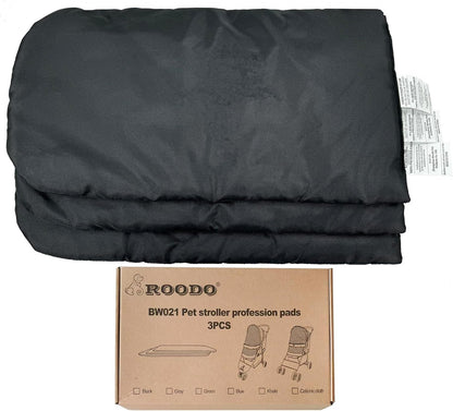 ROODO Pet Stroller Inner Pad for Exclusive Use,Original,Replaceable,Easy to Clean,Set of 3 pc(Black) - Pawvie