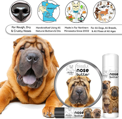 The Blissful Dog Chinese Shar-Pei Nose Butter for Dry, Cracked Skin, Lick-Safe Dog Nose Balm with Moisturizing Shea Butter, Almond, Olive, and Essential Oils, Pet Supplies, Uncented, 0.15 oz.