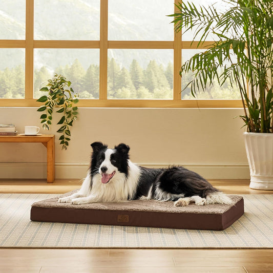 Bedsure Dog Beds Large Sized Dog - Orthopedic Flat Pet Beds with Removable Washable Cover, Egg Crate Foam Puppy Mat, Suitable for Pet Up to 65 lbs