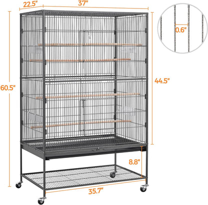 Yaheetech 60.5inch Extra Large Bird Cage Metal Parrot Cage Flight Cage for Cockatiels African Grey Quaker Green Cheek Sun Conure Medium Birds Parrots