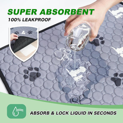 Washable Pee Pads, Puppy Pee Pad for Dogs, 2 Pack Absorbent Reusable Training Dog Pads Pet Puppy Pads, Non-Slip Potty Pads for Whelping, Playpen, Crate, Bed, Grey 24"x48"