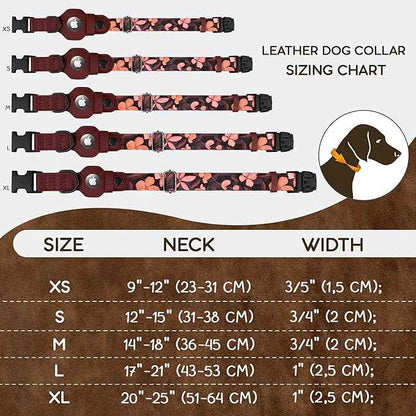 AirTag Dog Collar with Metal Buckle - Printed Nylon Soft Leather Dog Collar with Apple AirTag Holder - Secure Tracking GPS Pet Collars for Girl Boy Small Large Dogs (XL, 20"-25" Neck Fit, Crossandra)