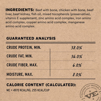 Vital Essentials Freeze-Dried Raw Beef & Chicken Meal or Mixer Cat Food Crunchy Nibs, 12 oz