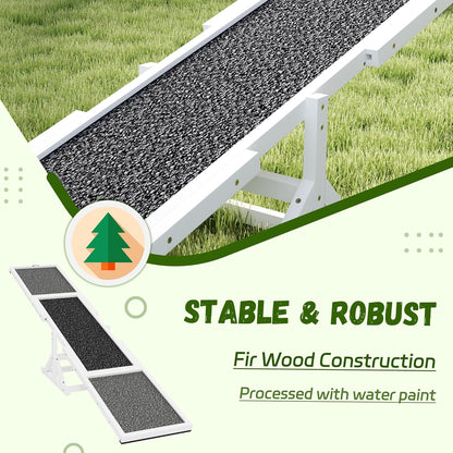 PawHut Wooden Dog Agility Seesaw for Training and Exercise, Platform Equipment Run Game Toy, Weather Resistant Pet Supplies, 83" L x 16" W x 14" H, White