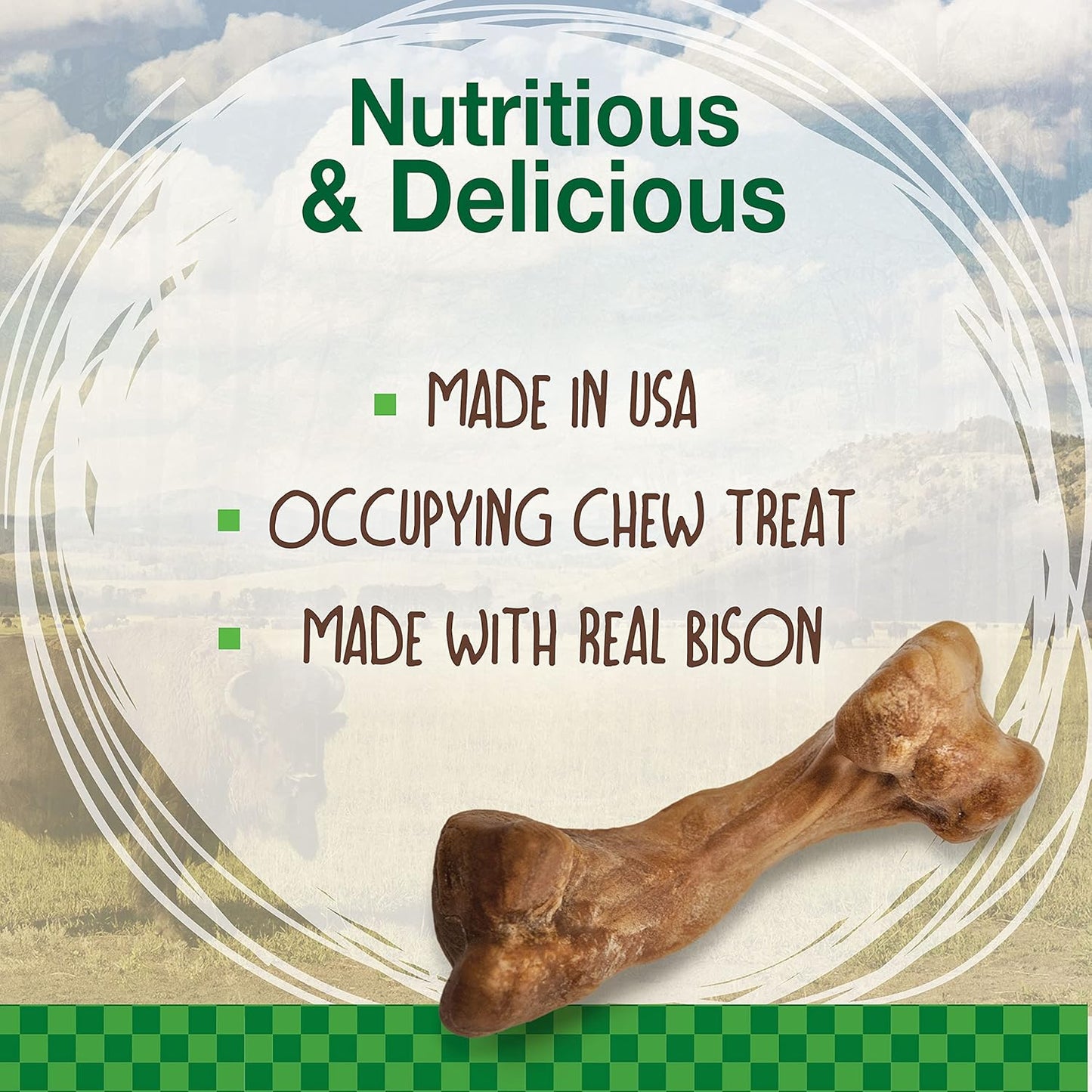 Nylabone Healthy Edibles Wild Natural Long-Lasting Bison Flavor Bone Chew Treats for Dogs, Small (16 Count) (Pack of 2)