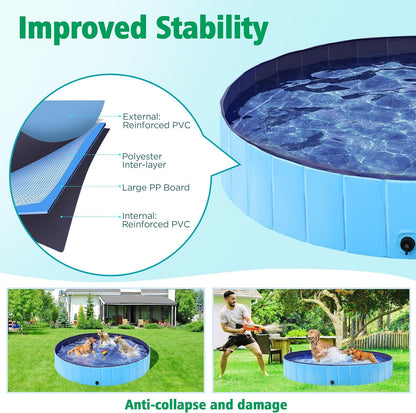 Yaheetech Foldable Dog Pet Bath Pool Hard Plastic Doggy Duck Swimming Pool Collapsible PVC Outdoor Bathing Tub Dog Pools for Large Medium Small Dogs XXXL