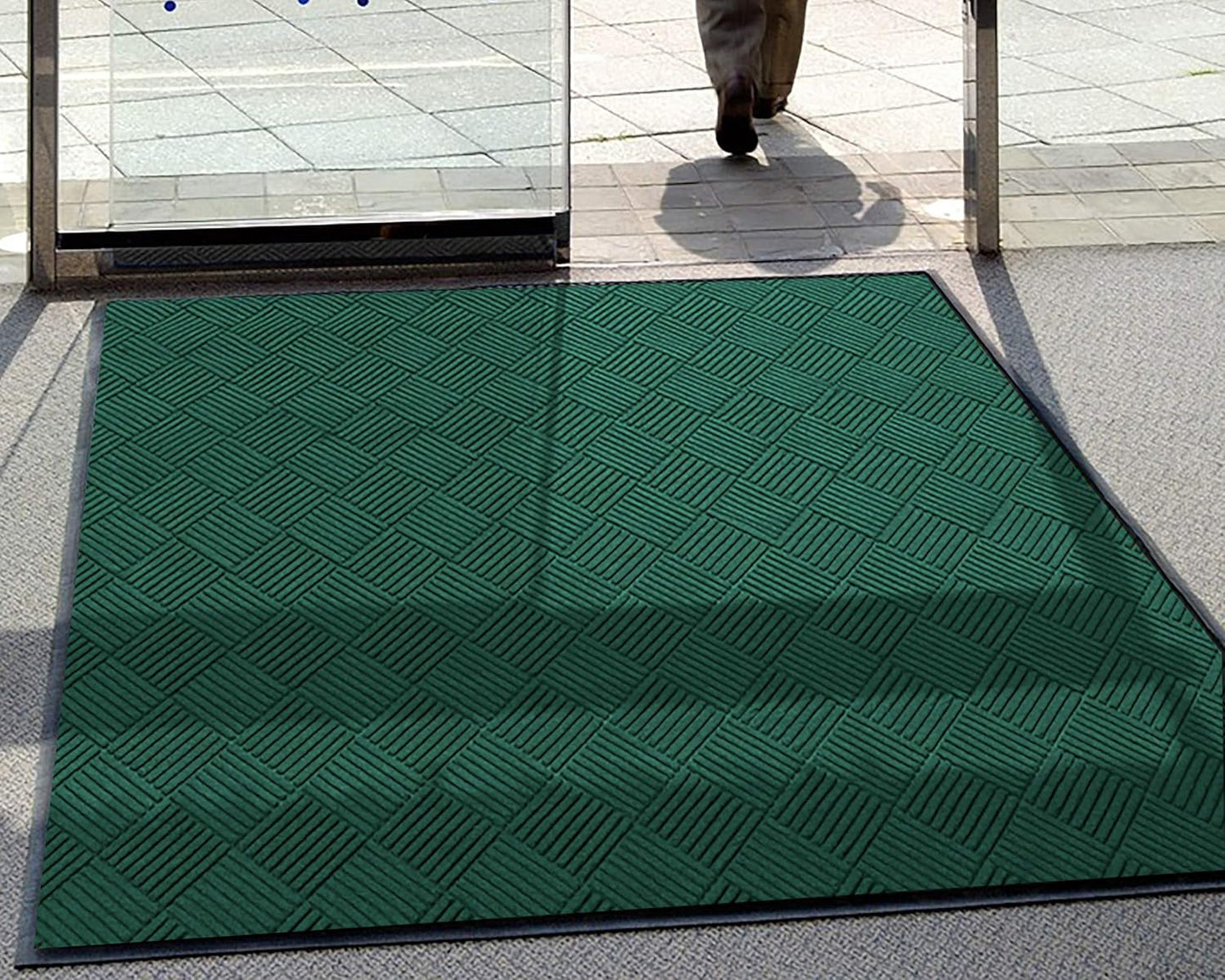 M+A Matting WaterHog Diamond | Commercial-Grade Entrance Mat with Rubber Border – Indoor/Outdoor, Quick Drying, Stain Resistant Door Mat (Evergreen, 4' x 8')