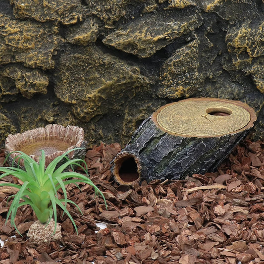 Snake Hide and Basking Tree Roots Cave for Terrariums, Available for Climbing and Hiding Spots for Reptiles, Amphibians, and Small Animals, Corn Snake, Small Gecko