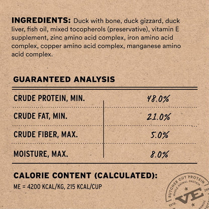 Vital Essentials Freeze-Dried Raw Duck Meal or Mixer Cat Food Crunchy Nibs, 12 oz