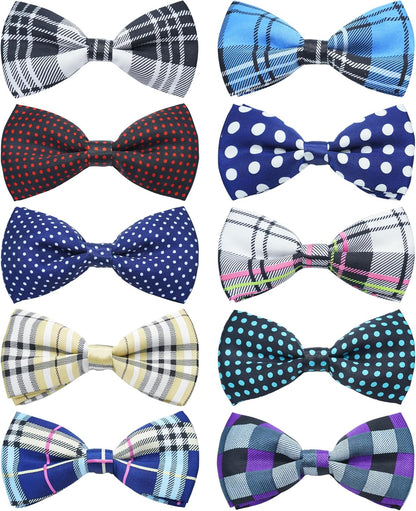 PET SHOW 10 Pack Pet Big Dogs Collar Embellishment Attachment Bow Ties for Medium Large Dogs Collar Charms Accessories Slides Bowties for Birthday Wedding Parties Assorted A Style Assorted B Styles