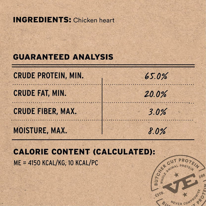 Vital Essentials Chicken Hearts Cat Treats, 1 oz | Freeze-Dried Raw | Single Ingredient | Grain Free, Gluten Free, Filler Free