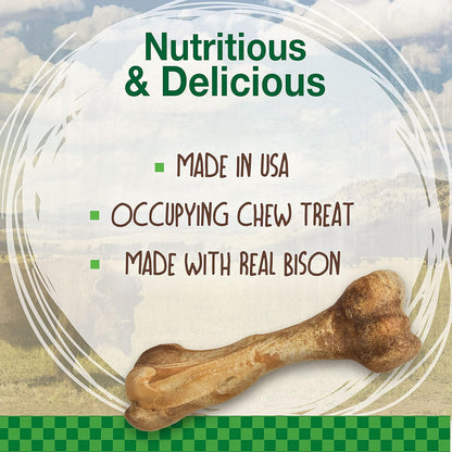 Nylabone Healthy Edibles Wild Natural Long-Lasting Bison Flavor Bone Chew Treats for Dogs, Large (1 Count) (Pack of 4)